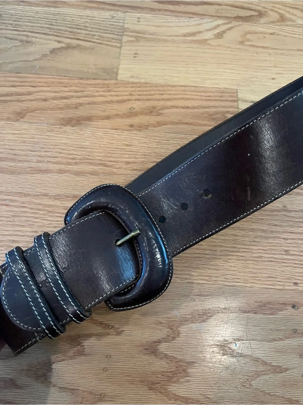 Marc O’Polo Brown Genuine Leather Wide Belt Size 32 Y2K Statement Belt
